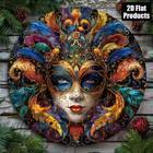Mardi Gras Venetian Mask Wall Art Colorful Carnival Face Aluminum 8x8  Decor