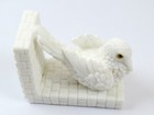 Vintage Sculpted White Dove Bookends  Carved Marble Dust