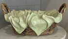 Ceramic    cloth Lined    Bread Basket Green Glaze Vtg 1983 Nowells Molds Made Usa