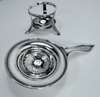 William B Kerr   Co Sterling Silver Tea Strainer   Stand Rare Antique 1800 s