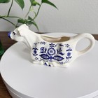 Vtg Cow Milk Creamer Ceramic Dbl Delft Porcelain Blue Glazed Farm Cottage Core