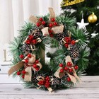 For Front Door Pine Cone Artificial Christmas Wreath Red Berries Wreath Garland