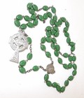 Vintage Celtic Irish Erin Shamrock Carved Beads Catholic Rosary