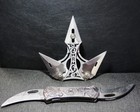 2x Knife Lot With 3 Blade Throwing Star And A Bi-fold Skull Knife