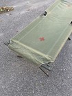 Vintage Ww2 Us Military Army Folding Field Cot 1940s Canvas Wood Frame