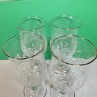 Vintage Libbey Arbys Frosted Winter Tree Scene Wine Goblets Gold Rim 4 Pc Set C