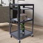 Office Av Cart Black Steel Media Cart Rolling Standing Desk W 4 Universal Wheels