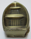 Vintage Nautical Decor - Solid Brass Metal Row Boat Figurine 5 1 8  Long