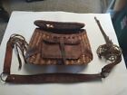 Vintage Fly Fishing Wicker Basket Creel Leather Trim Very Old 