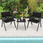 3 Piece Patio Wicker Bistro Set Outdoor Table And Chairs Conversation Furniture