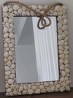 Handmade Coastal Seashell Wood Accent Mirror Rectangle Wall Mounted Vertical