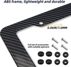 Black Car Carbon Fiber License Plate Frame Cover Front   Rear Universal Usa Size
