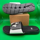 Under Armour Ignite Pro Sl Sandals Mens 18 Black white Ua Adjustable Slides Nwt