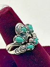 Carolyn Pollack Sterling Silver   Turquoise 2 Piece Ring Set Size 8