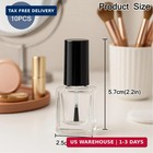 10pcs 5ml Square Clear Nail Polish Bottles With Black Caps And Brushes Empty Ref