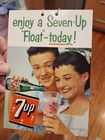 1958 7 Up Dbl Side String Hanger Sign  Cool-icious seven Up Float Today 7up