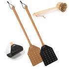 Fly Swatter Sets  2pcs Leather Flyswatter 1pc Brush  Manual Heavy Brown black