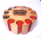 287  Vintage Catalin Poker Chips 96 Butterscotch-101 Red-96 Blue Marbled W Caddy