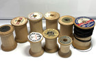 9 Wooden Spools Various Sizes 1 1 4  1 7 8  2  Vtg Empty