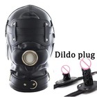 Pu Leather Mask  Headgear With Mouth Gags Plugs Restraint Hood For Couples