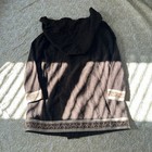 Brown Hooded 100  Wool Pocketed Robe With Tribal Pattern Accents By Primitive Xl