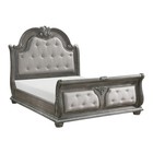 New 5pc Master Queen King Sleigh Bedroom Marble Set Gray Upholstered Bed d m n c