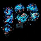 Fugacity Dnd Dice Setliquid Core Handmade Sharp Edge 7 Piece Resin Dice-dunge