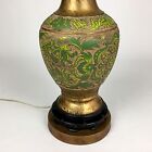 Antique Asian Oriental Cloisonn   Champleve Lamp Gilt Gold Enameled Solid Brass