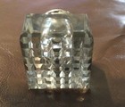 Vintage Antique Sterling Metal Top And Glass Diamond Cut Inkwell