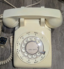Vintage Itt Rotary Telephone Cream Color With 4 Prong Plug