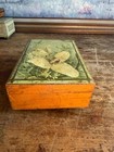 Antique Wooden Sewing Box With Lily Print   Removable Tray   Victorian Floral
