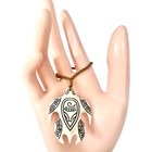Hawaiian Honu Sea Turtle Tribal Tattoo Hand Carved Hawaii Bone Pendant Necklace