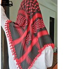 Red Black Palestine Keffiyeh Scarf Cotton Arab Shemagh Tassel Unisex