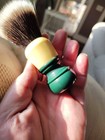 Restored Vintage Ever Ready Shave Brush New 24mm Synthetic Knot Green And Cream 
