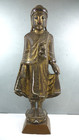 Antique Gilt Burmese Mandalay Period Standing Wood Buddha Figure Myanmar   17 5   