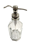 Polished Silver Tone Pump Glass Hexagon  Vintage Look Soap Dispenser