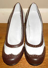 Reproduction 1940s  Women White   Brown Spectator Pumps Shoes Sz 7 - 10