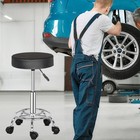 Rolling Garage Stool Adjustable Mechanic Work Shop Salon Pu Leather Swivel Seat