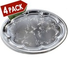 Maro Megastore T225m-4pk 4-pack Chrome Steel Oval Serving Tray 15 7x11 4 Silver