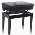 Griffin Premium Antique Piano Bench   Adjustable Black Solid Wood Frame Leather