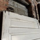 Reclaimed Antique Heartpine Wide Panel Pocket Door With Original Railing