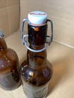  2x  Vtg Grolsch Beer Bottles Amber Brown Glass Porcelain Flip Swing Top - Read