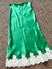 Women Doen Lace Satin High Waist A-line Midi Skirt