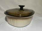 Rare Corning Ware French Bisque F-2-b Oval Casserole Dish Amber Lid 2 8 L  Nice 