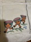 Vintage Flour Sack Tea Towels  Set Of 4 Unused  Hand Painted 