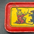 Antique Miniature Cracker Jack Tin Tray Clown   Dog