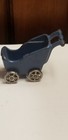 Antique Kilgore Cast Iron Baby Stroller Carriage Buggy  Dollhouse Miniature Blue