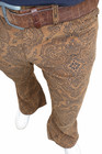 Flares Brown Paisley Mens Bell Bottoms Corduroy Pants Vtg Hippie Trousers 60 s