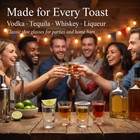Ruckae 12 Pack 1oz Clear Shot Glasses  Heavy Base  Reusable Cone  Bar Party Home