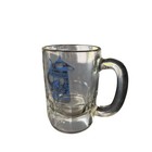 Vintage Glass Beer Stein Mug Blue German Pewter Tankard Graphic